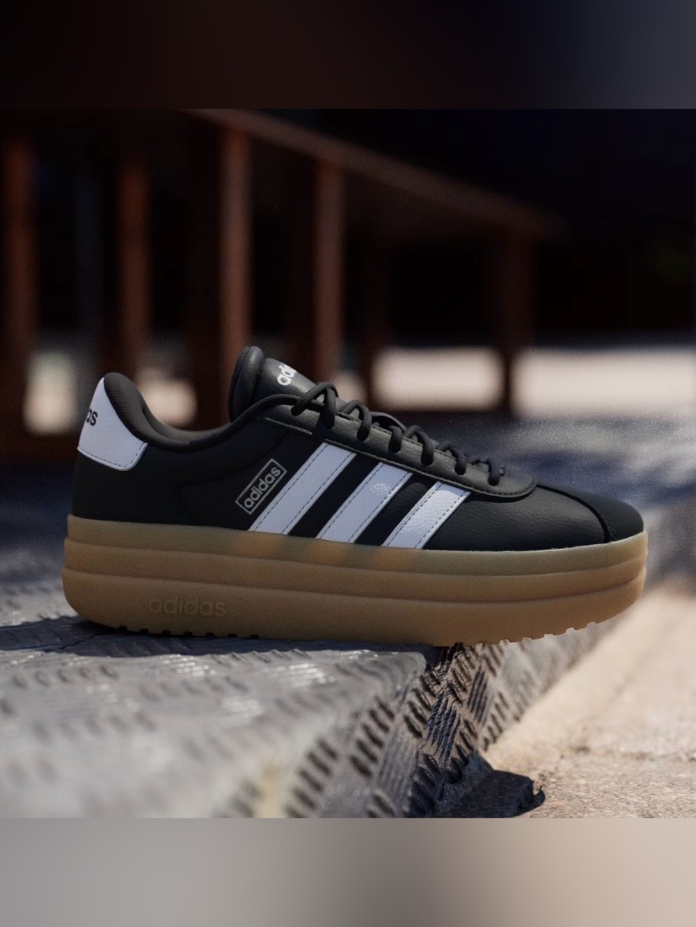 ADIDAS VL Court BOLD Black and White Platform Sneaker with Gum Sole